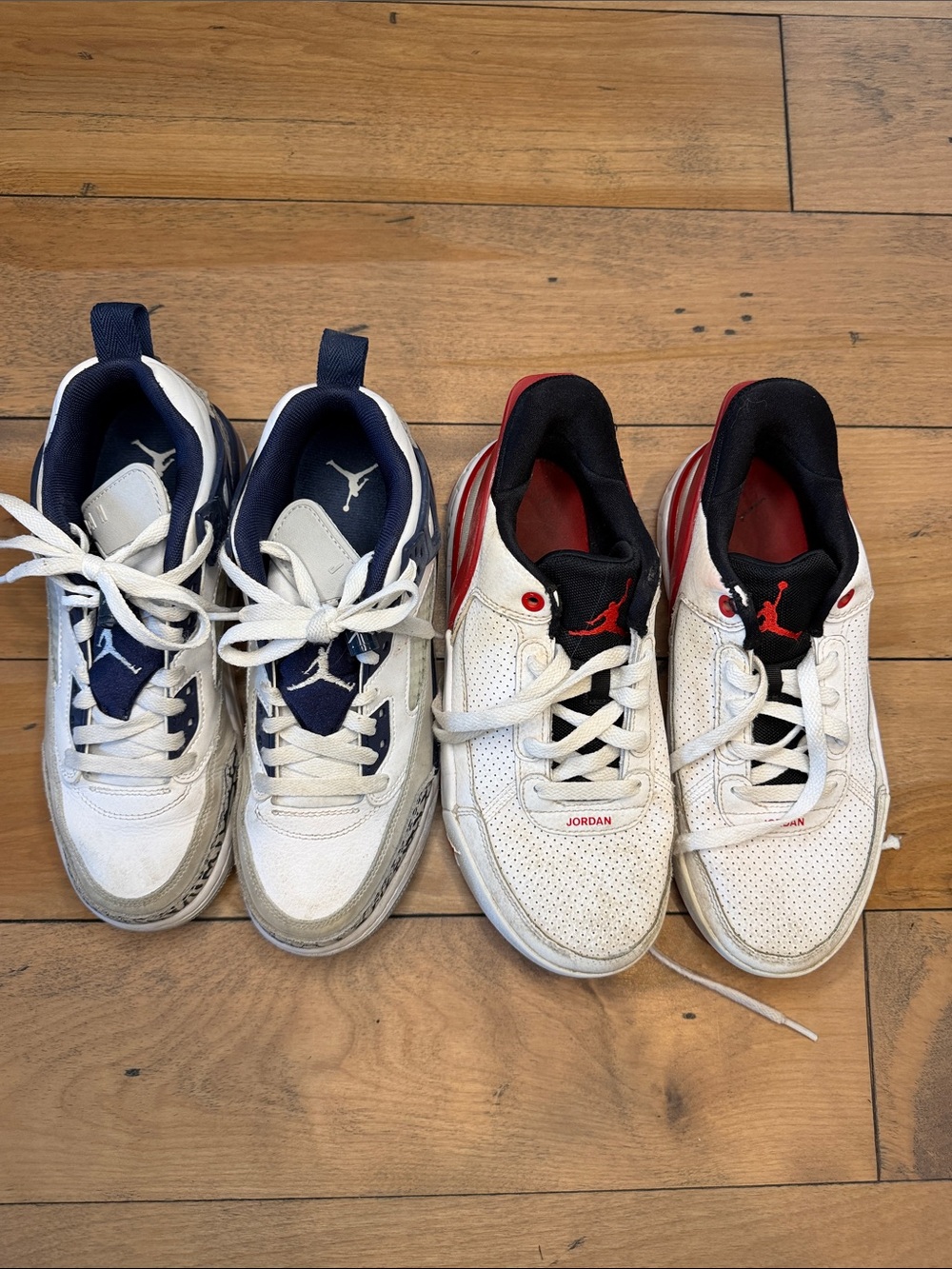 Bundle Jordan White Sneakers with Navy and Red Accents size 6